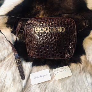 Vintage Salvatore Ferragamo croc embossed bag